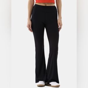 Women's Black Flare Bell Bottom Pull On High Rise Yoga Work Dress Pants Medium
